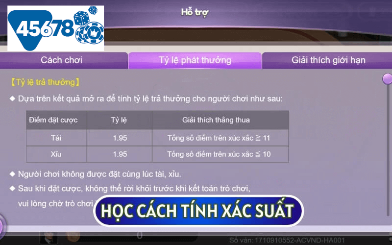 Xác suất của hai cửa truyền thống là Tài và Xỉu sẽ giúp bạn có lợi nhuận dù tỷ lệ thắng thấp