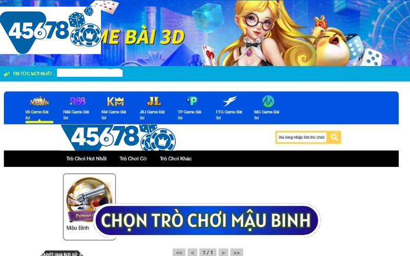 Tại đây bạn hãy tìm game MẬU BINH hoặc gõ trực tiếp trên thanh tìm kiếm