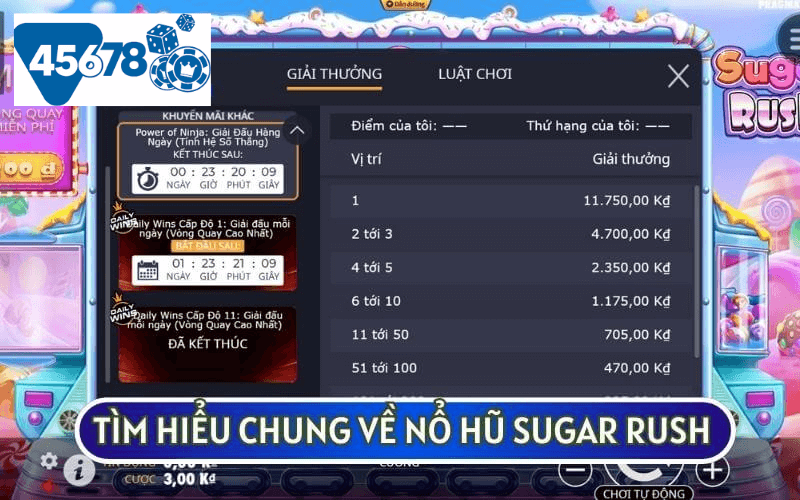 NỔ HŨ SUGAR RUSH còn được gọi là game Slot trái cây, kẹo ngọt và có lối chơi đơn giản