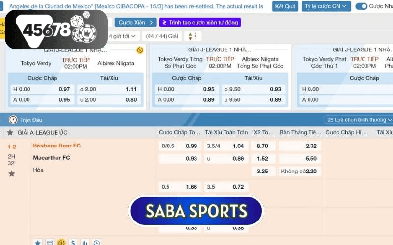 Saba Sports là điểm đến hàng đầu của đa số bet thủ tại nhà cái 45678